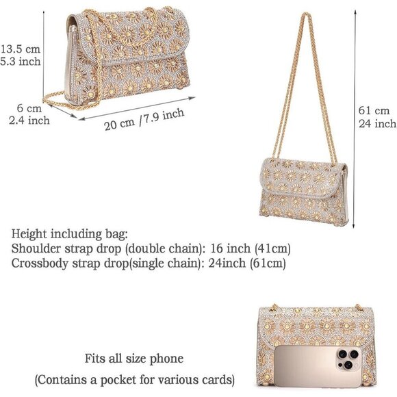 - Shoulder Bags Crossbody Bag Purses Handbags Crystals Rhinestone for Wome… - Picture 5 of 7